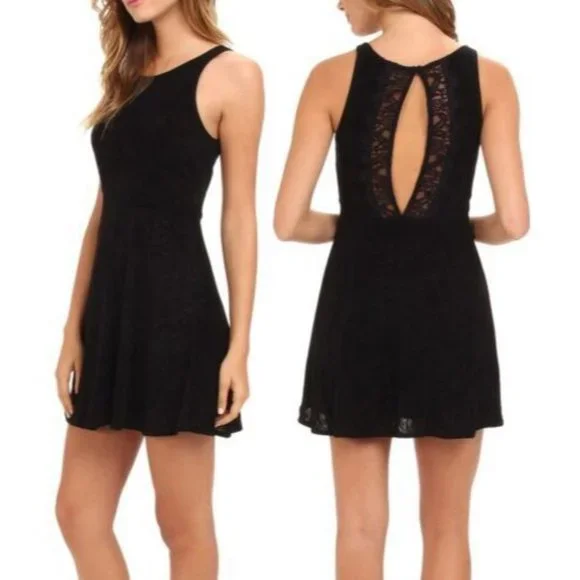 Free People | Dresses | Free People Lady Jane Keyhole Lace Back Dress Black  S Euc | Poshmark